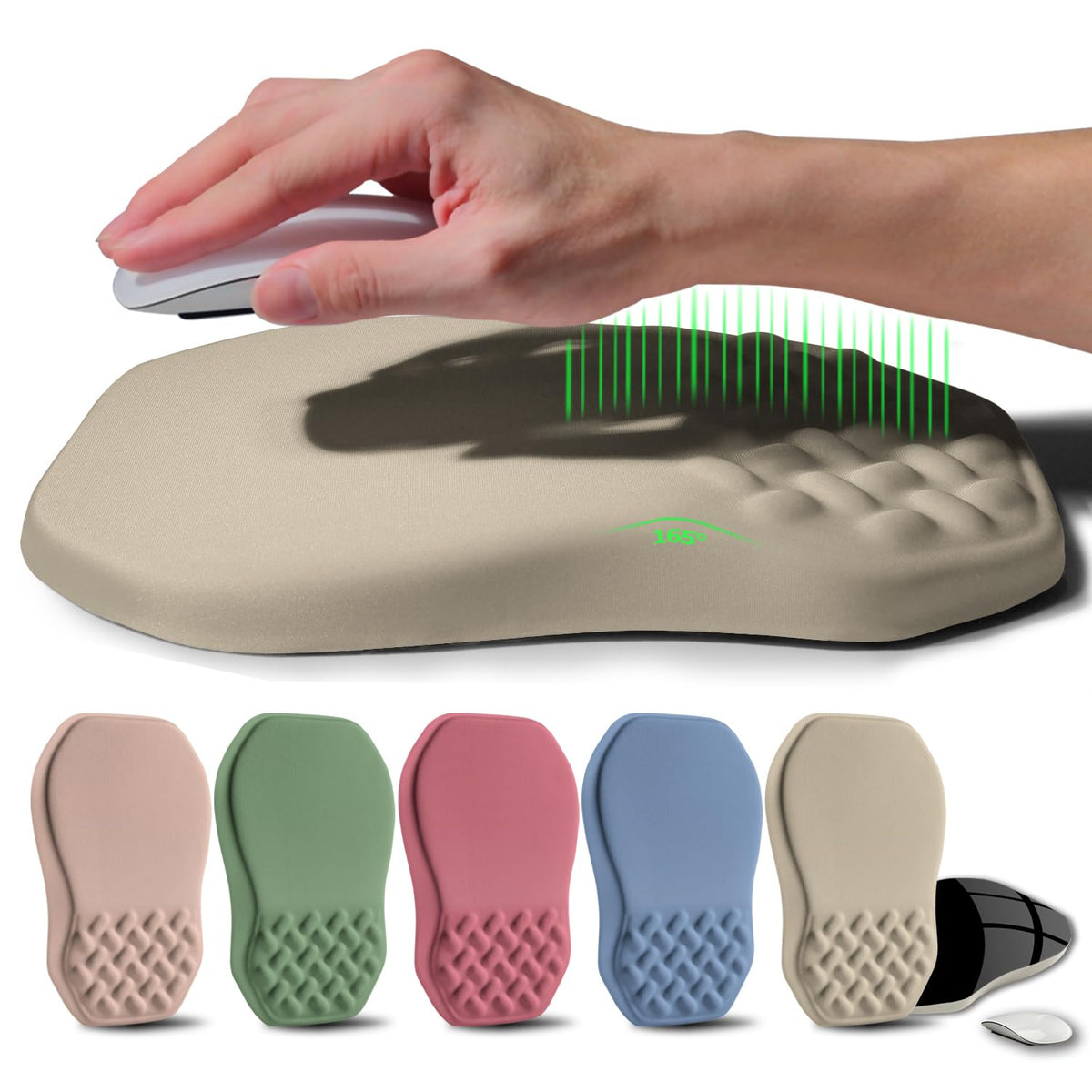 Gleamtide Ergonomic Raised Mouse Pad Wrist Support with Bilateral Slope Memory Foam Mousepad for