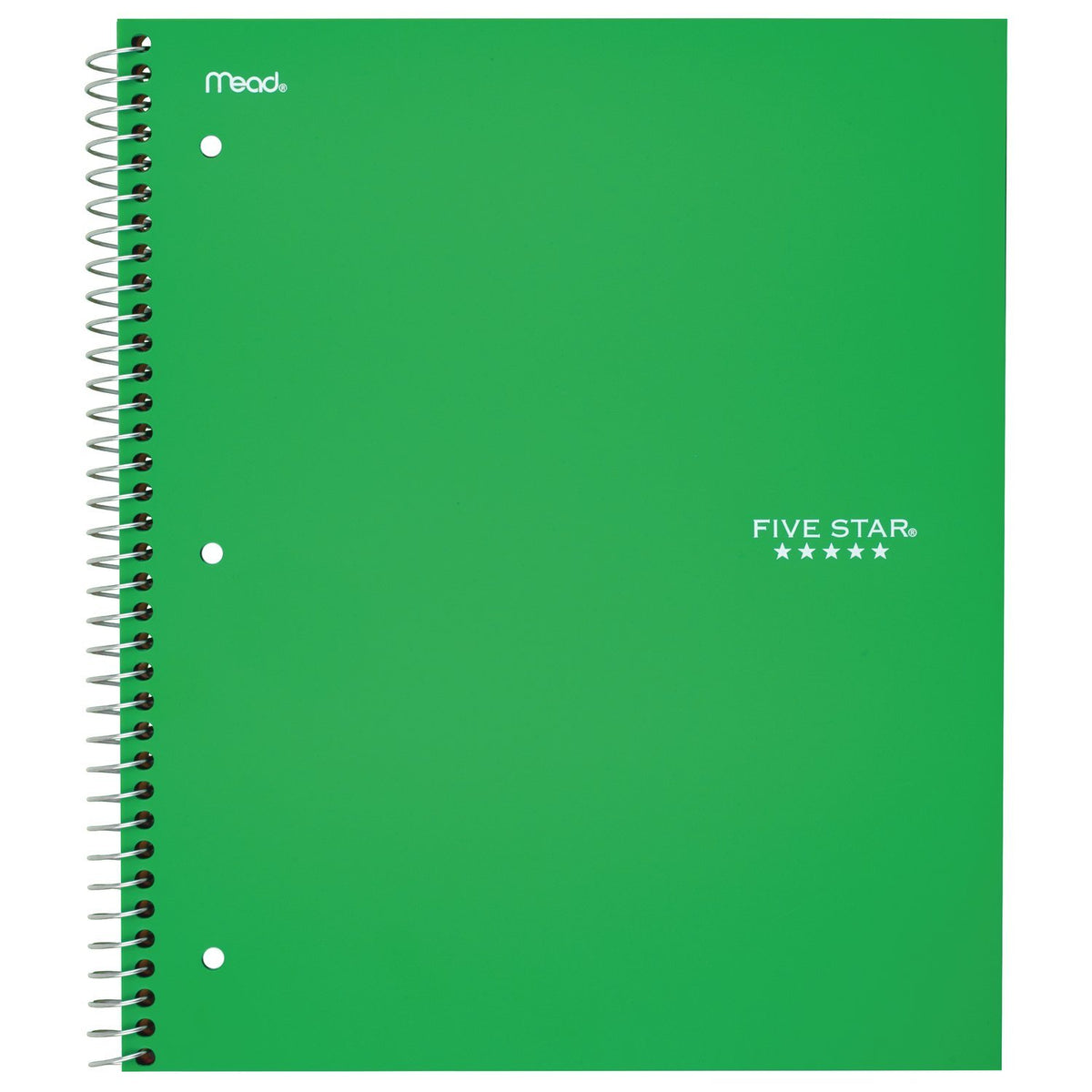 Five Star Spiral Notebooks, 1 Subject, Wide Ruled Paper, 100 Sheets, 10-1/2" x 8", Green, Purple, 2