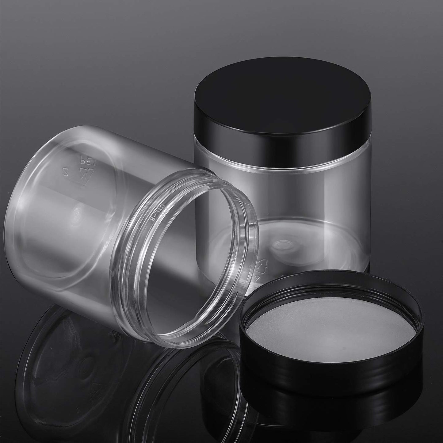 Satinior 12 Pack 8 oz Plastic Jars with Lid Empty Storage Container, Black