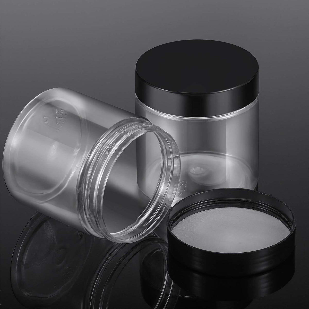 Satinior 12 Pack 8 oz Plastic Jars with Lid Empty Storage Container, Black