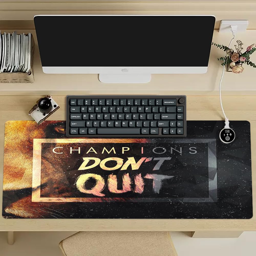 Reateforin Champions Don’t Quit Inspirational Mousemat Large Gaming Mouse Pad Extended Desk