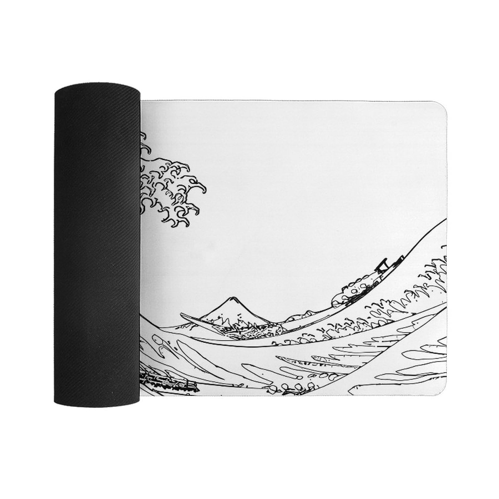 Keebik Gaming Mouse Pad, Great Wave Outline Black and White Mouse Pad 11.8x23.6 Inch Large Extended