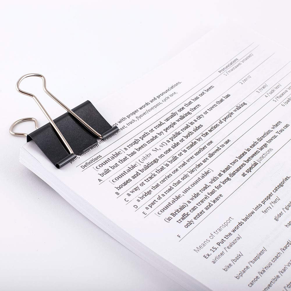 D.RECT Pack of 12 Document Clips 51mm - Box of Multi-Function Paper Clips, Black