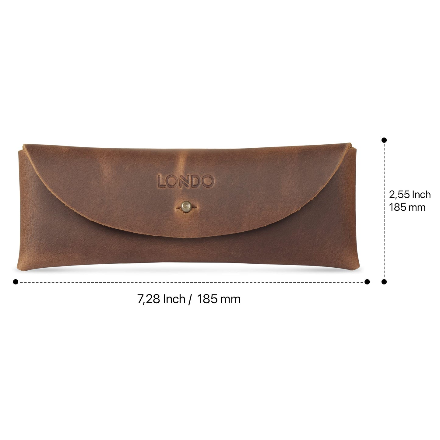 Londo Genuine Leather Retro Pen and Pencil Case - Metal Snap Fastener, Pencil Pouch Stationery Bag
