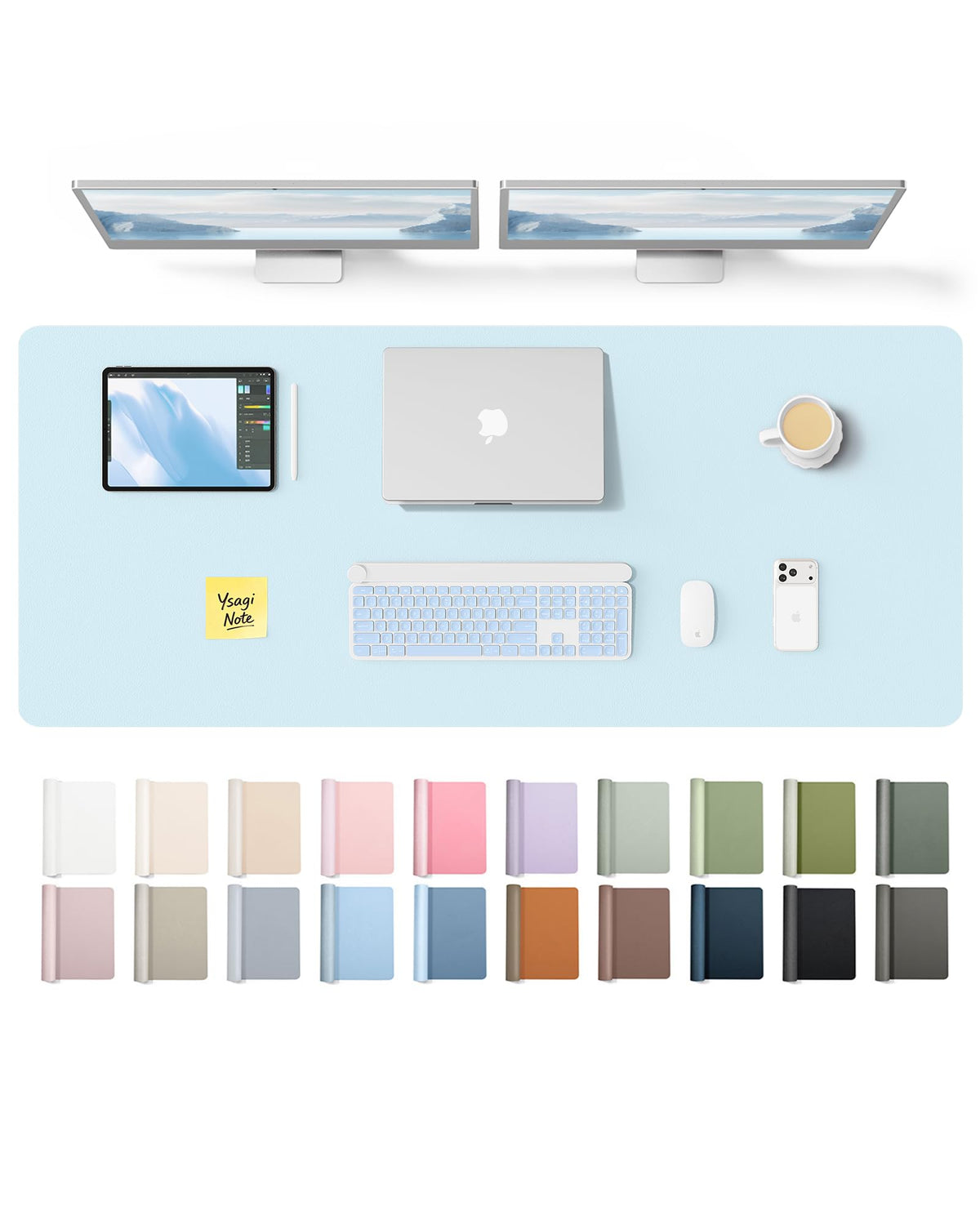YSAGi Leather Desk Pad Protector, Office Desk Mat, Large Mouse Pad, Non-Slip PU Leather Desk