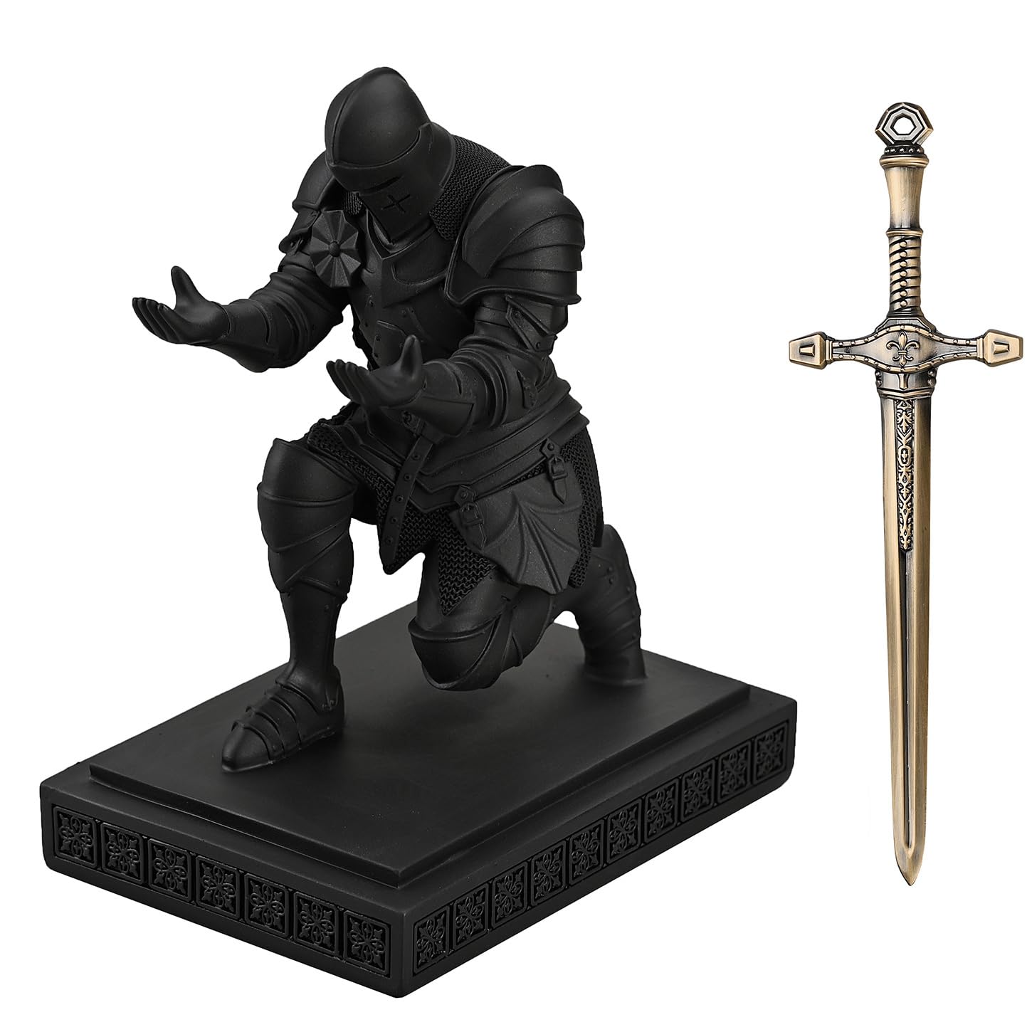 Medieval Warrior Knight Pen Holder Fun Desk Accessories Paperweight Blak