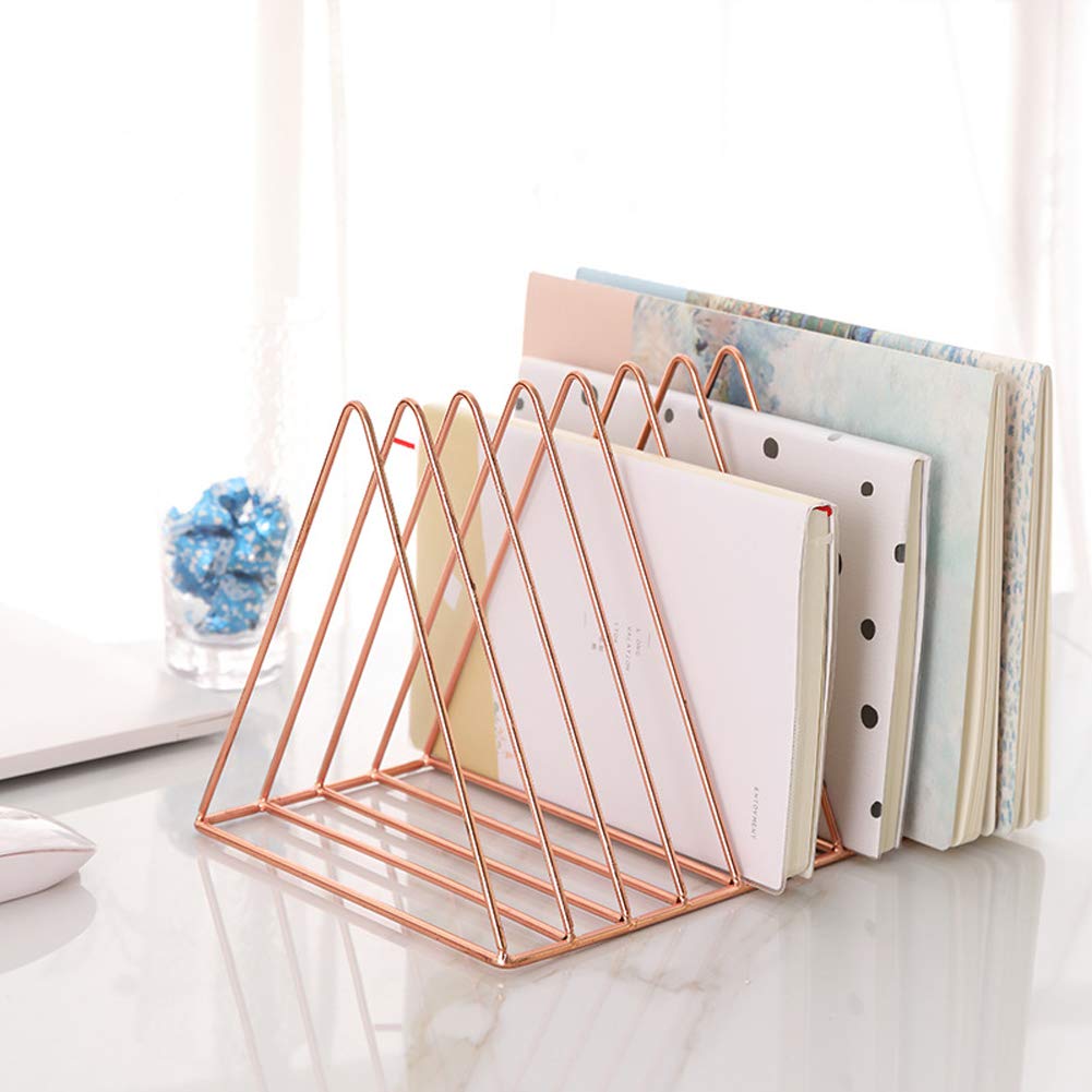 Sooyee 9 Slot Metal Record Holder Storage, Rose Gold