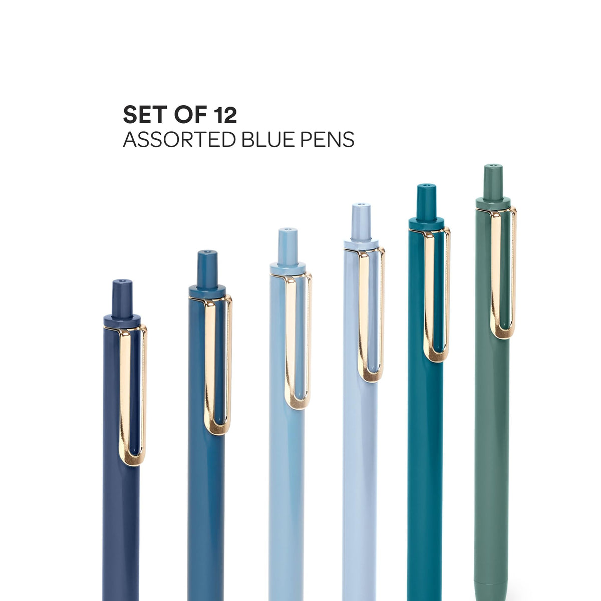 Poppin Stylish Retractable Gel Pens - Fine Point, 0.7mm Tip Pens for Journaling, 12 Pack of