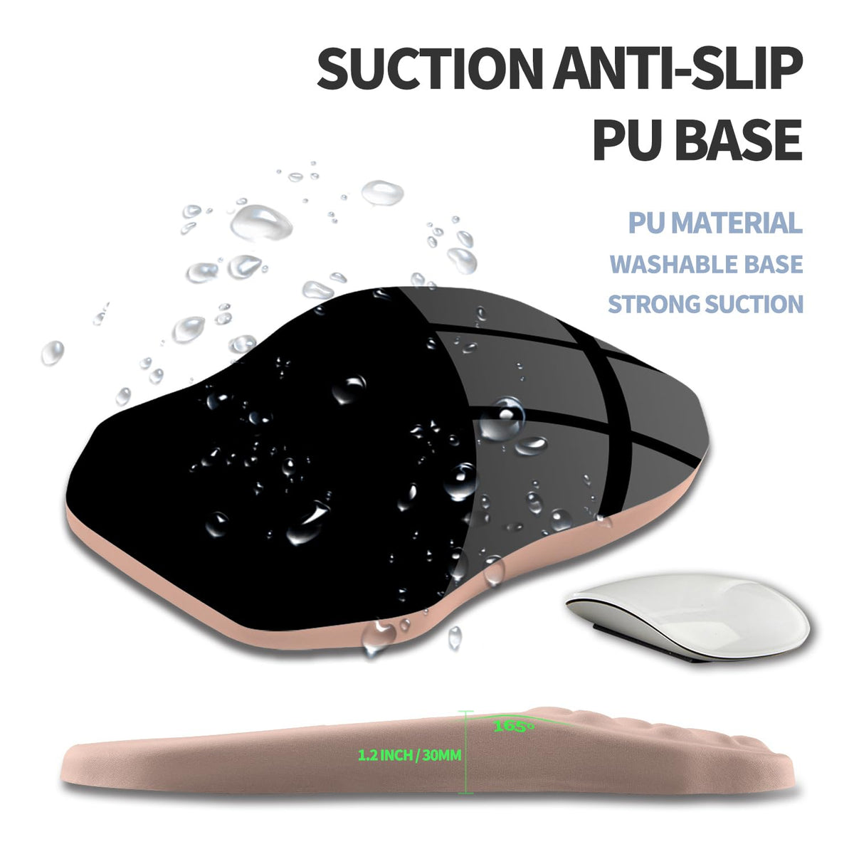 Gleamtide Ergonomic Raised Mouse Pad Wrist Support with Bilateral Slope Memory Foam Mousepad for