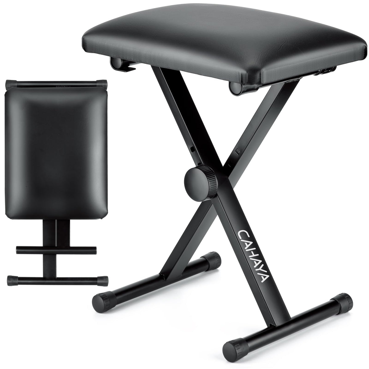 CAHAYA Keyboard Bench X-Style Height Adjustable 16.3-19.6in Padded Cushion Piano Stool Bench