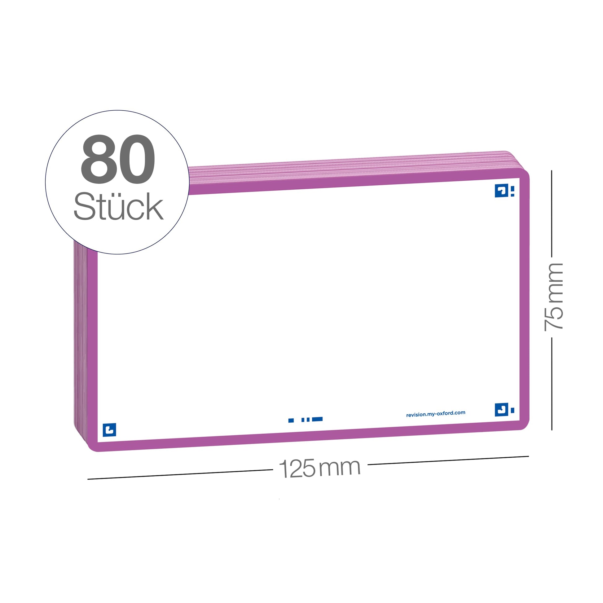 Oxford Flash 2.0 Flashcards A7 75 x 125 mm White Light Purple Pack of 80