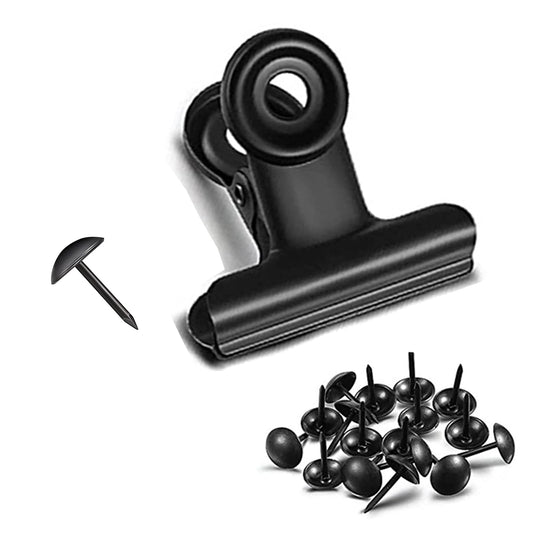 Bulldog Clips with Hole for Push-pin, Paper File Clips with Strong Spring, Small Metal Binder