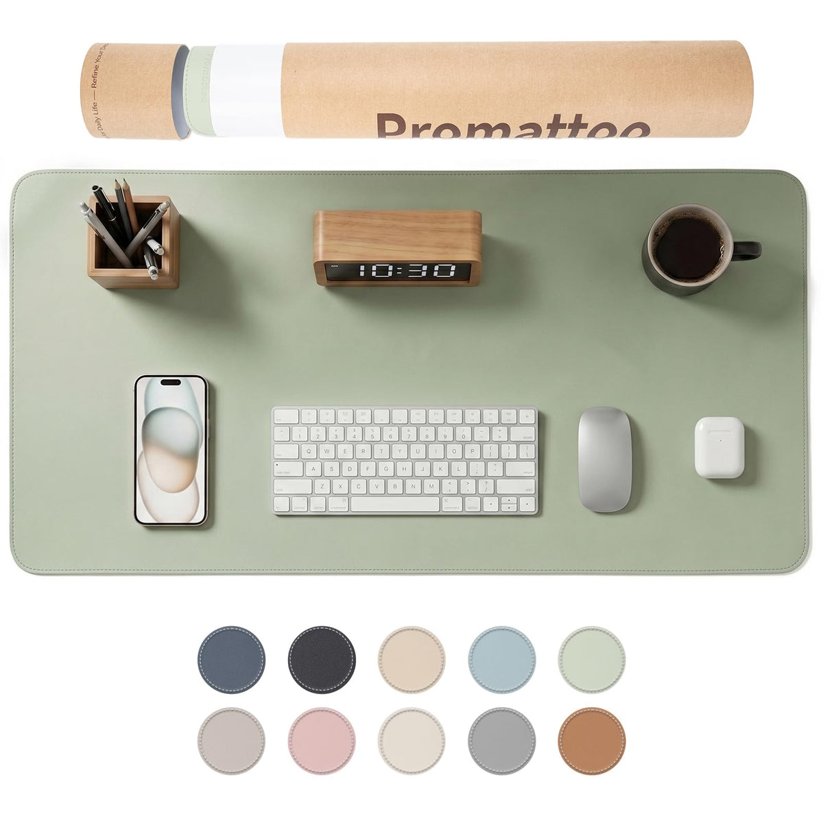 PROMATTOO Large Desk Pad Non-Slip Desk Mat Protector for Keyboard Mouse Waterproof Vegan Leather