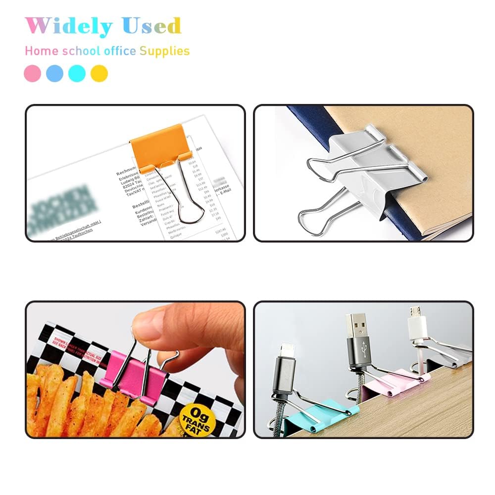Binder Clips Width 1 Inch Capacity 0.47 Inch White 36 PCS with Storage boxs, Binder Clips 25mm 1