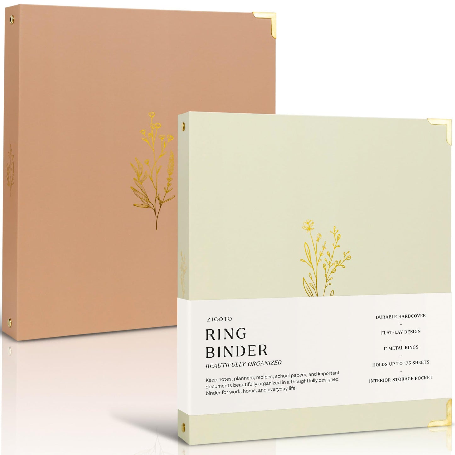 Aesthetic 3 Ring Binder Set of 2 - 1 Inch Binder Fits Letter Sized Paper