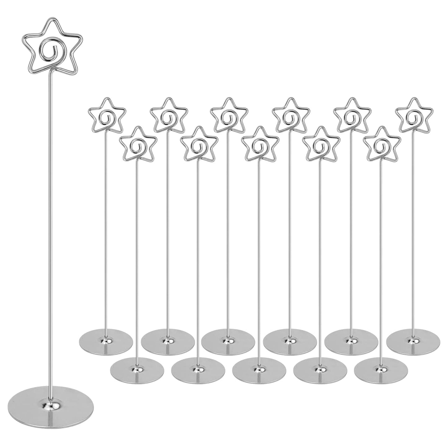 Silver Pentagram Place Card Holders, 12 Pack, 12 Inch Table Number Stands