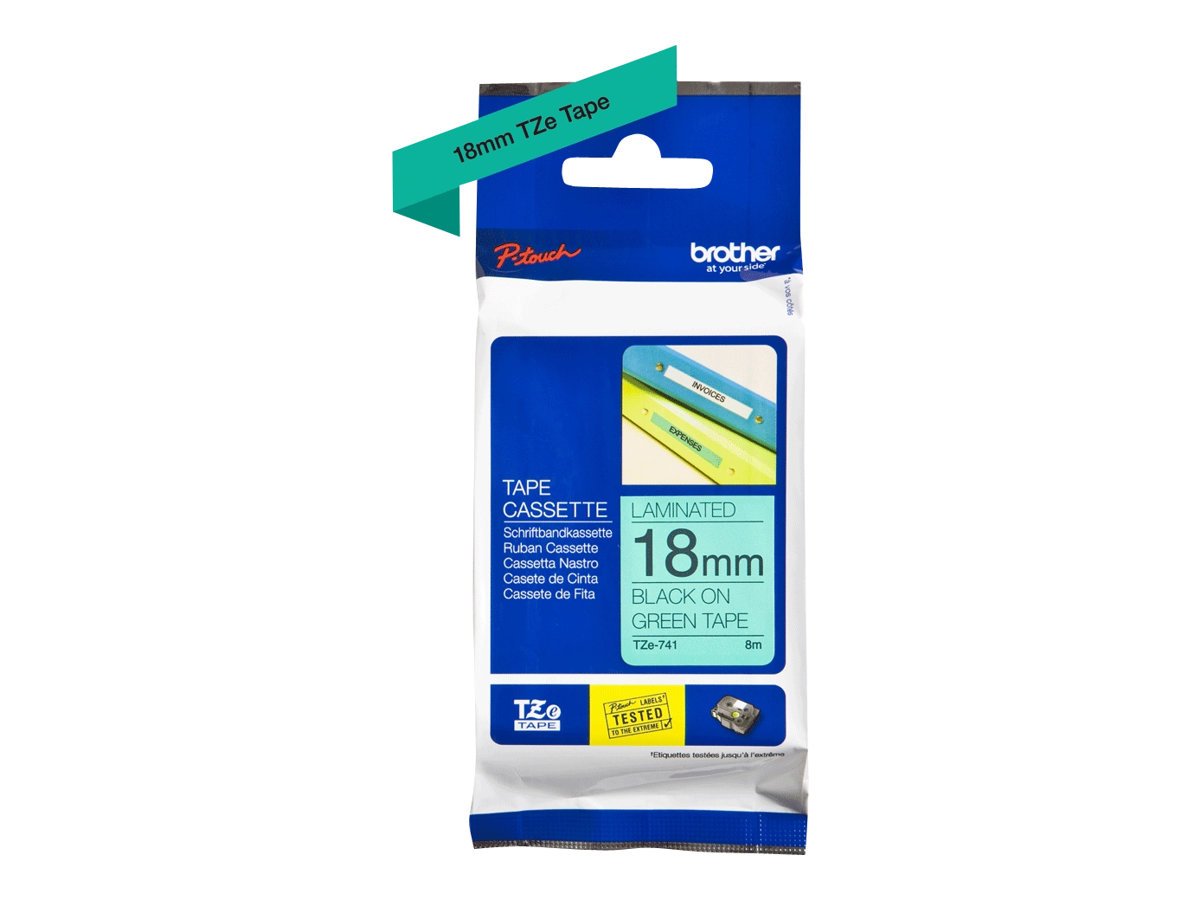 Brother TZe-741 18 mm (W) x 8 m (L) Labelling Tape Cassette Laminated Brother Genuine Supplies