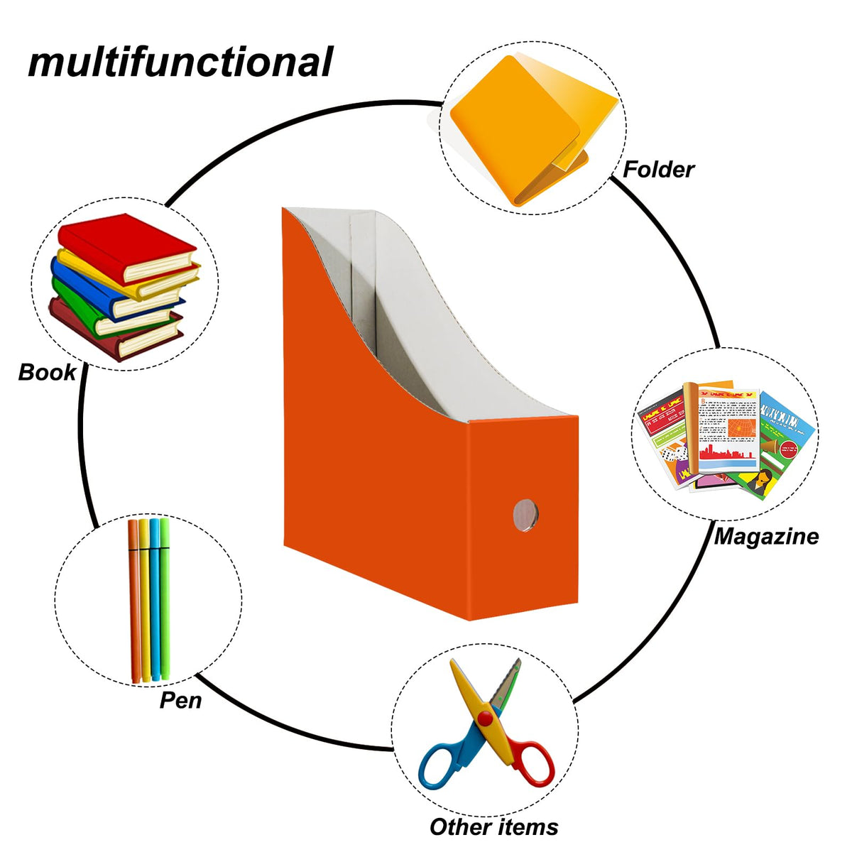 Limitliho 24 Pack Orange-Red Cardboard Magazine Holder for Desk or Shelves