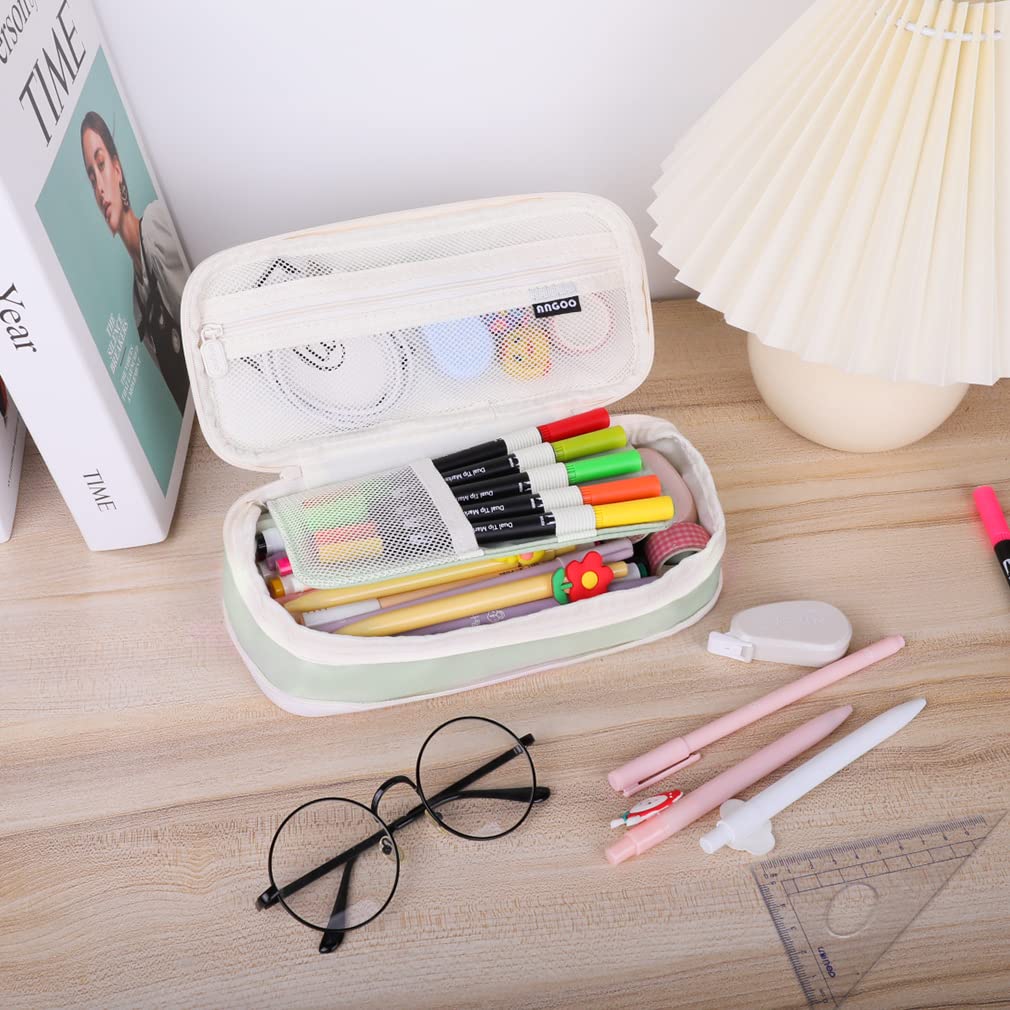 iSuperb Foldable Pencil Case Zipper Big Capacity Aesthetic Canvas Pencil Pouch Compartments