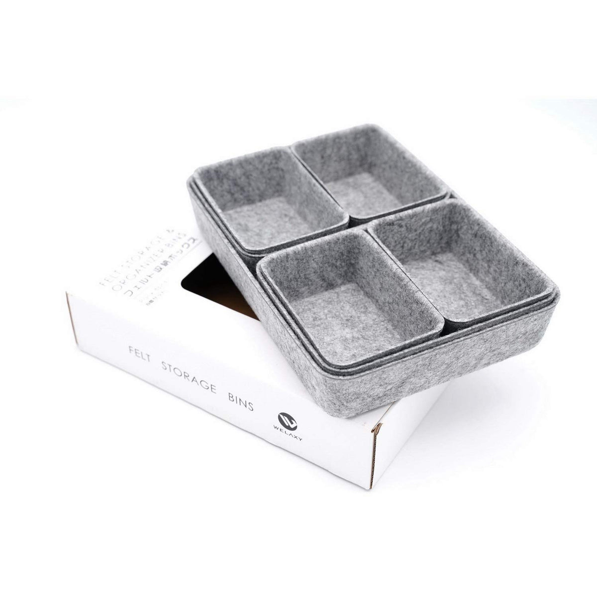 Welaxy 7pc Felt Desk Drawer Organizers Trays Gray Office Home Storage Bins