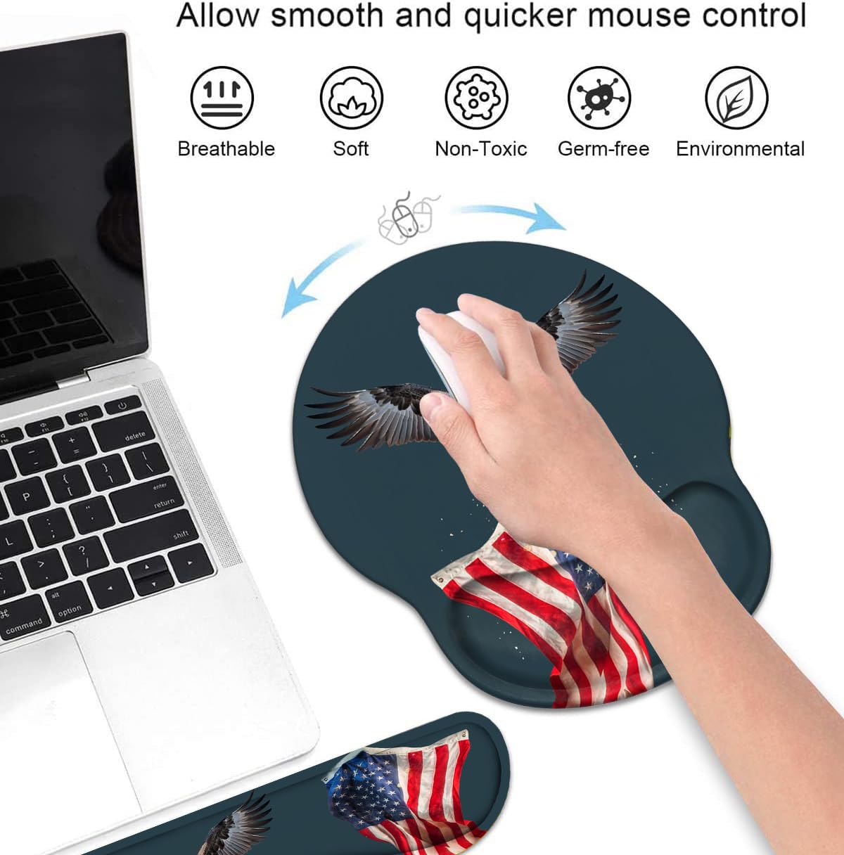 Keyboard Wrist Rest and Mouse Pad Wrist Rest Support Set with Coasters, Non-Slip PU Base for Gaming