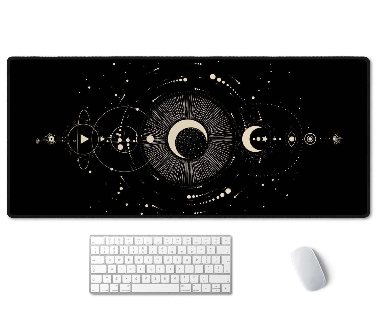 SSOIU Moon Phases Large Mouse Pad, Full Desk XXL Extended Gaming Mouse Pad 35.5" X 15.7"