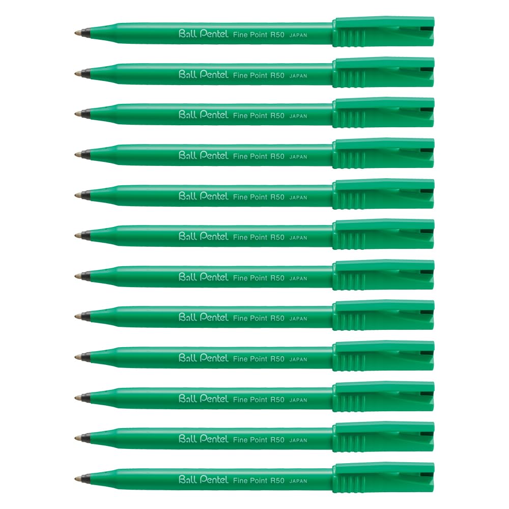 Pentel, R50-A 0.4 mm tip, Black water-based ink, 1 pack of 12 pens
