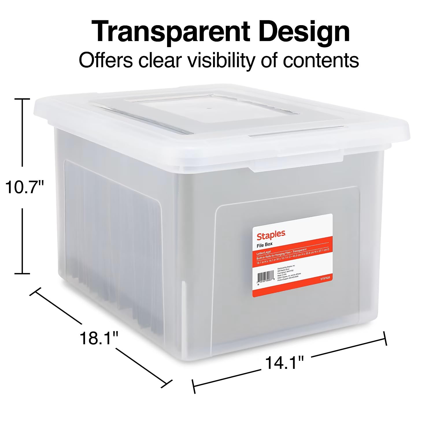 Staples Plastic File Box with Snap Lid, Letter/Legal Size, Clear, 2/Pack