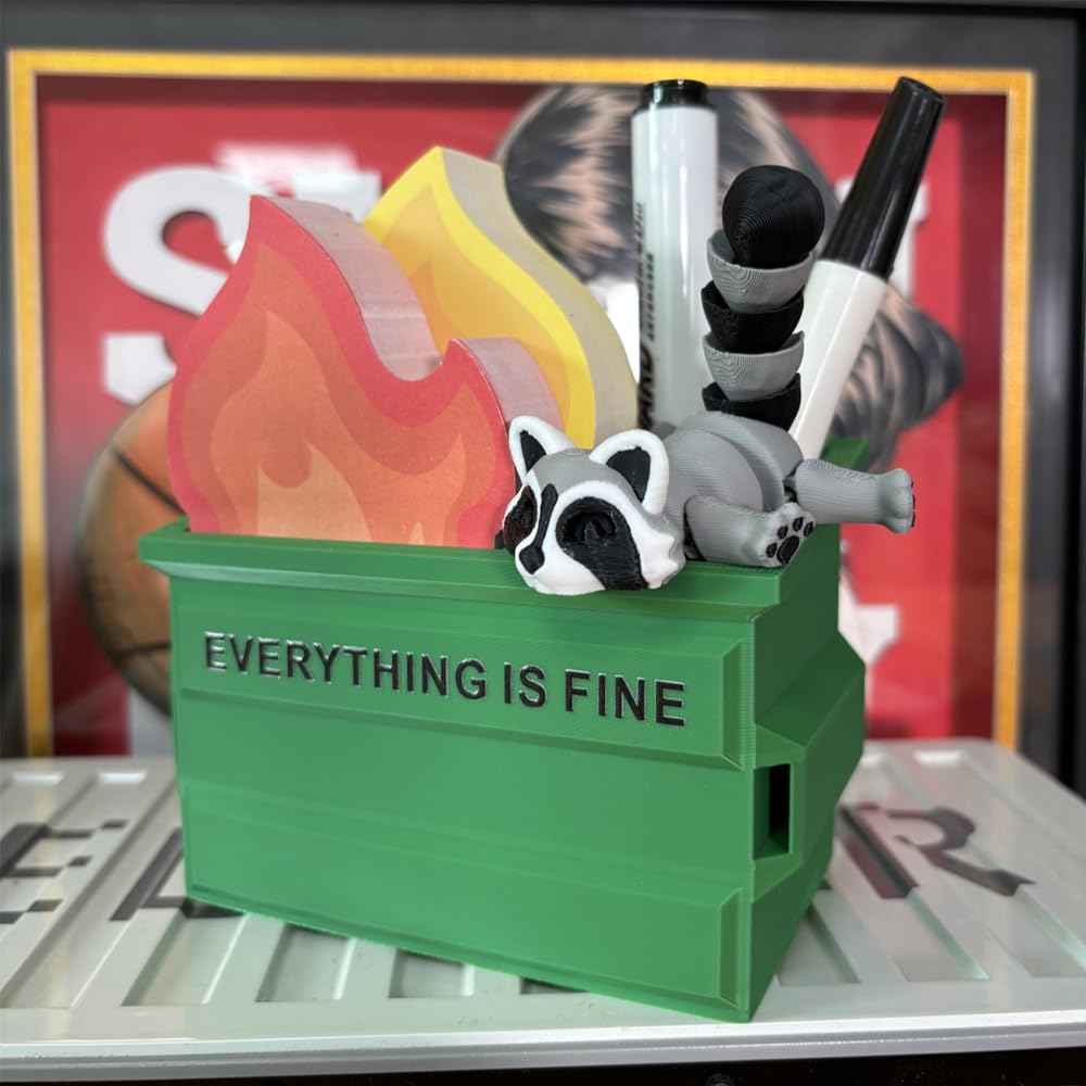 Funny Garbage Can Fire Pen Holder 300 Sticky Notes -Gag Gifts for Coworkers