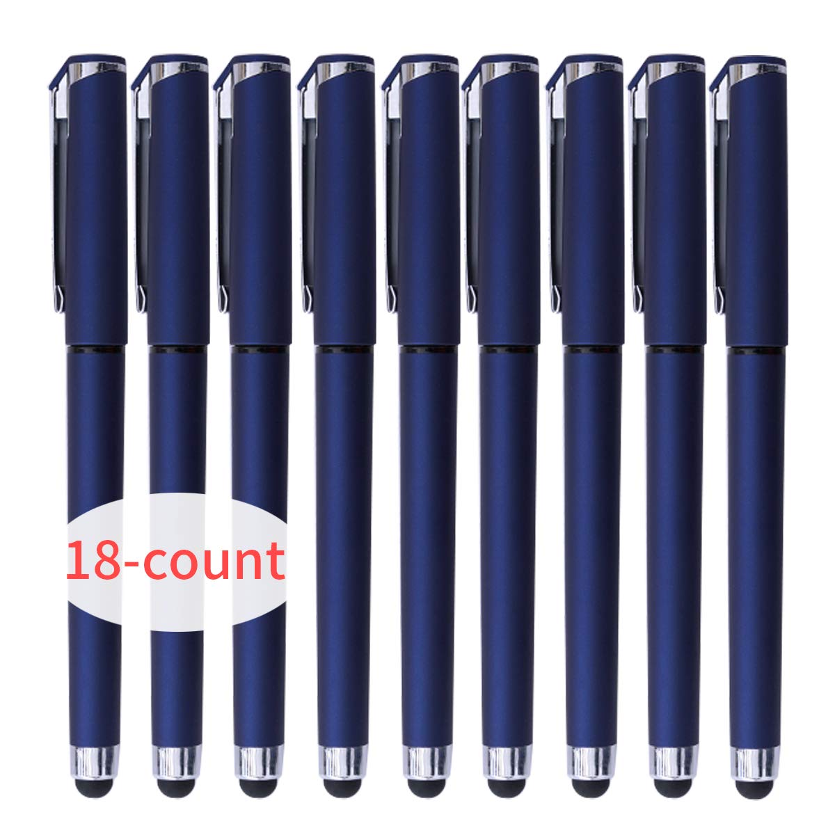 Black Gel Ink Rollerball Pens 0.7mm Gel Pens 2-in-1 Stylus Pens Medium Point Pen for Office, Black