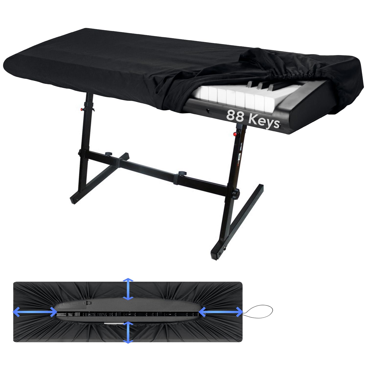 88 Keys Piano Keyboard Dust Cover, Music Dirt Proof Stretchy Electronic Keyboard Cover With Durable
