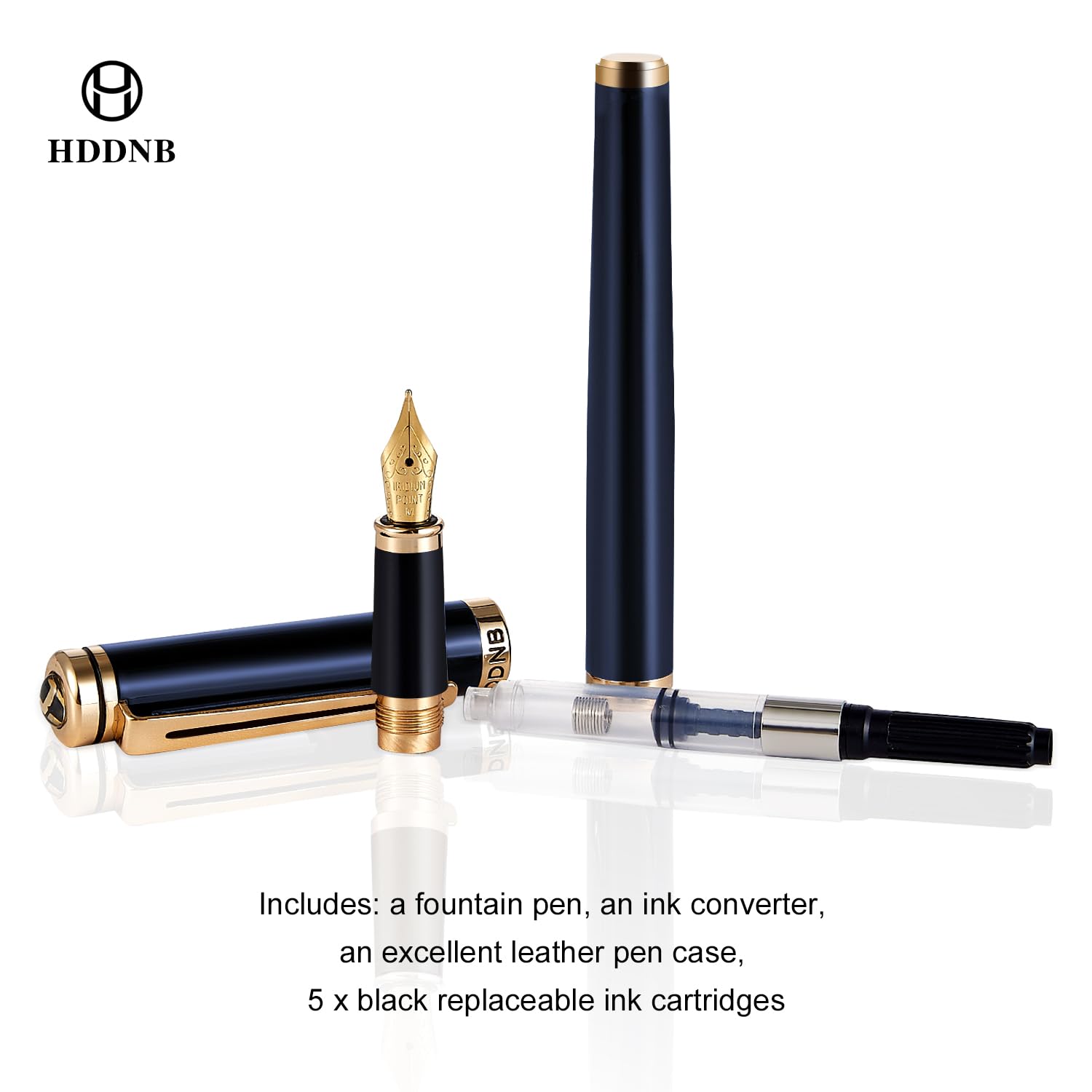 HDDNB Blue Luxury Fountain Pen Set for Men and Women with Gift Box, 24K Gold Finish and Gilded