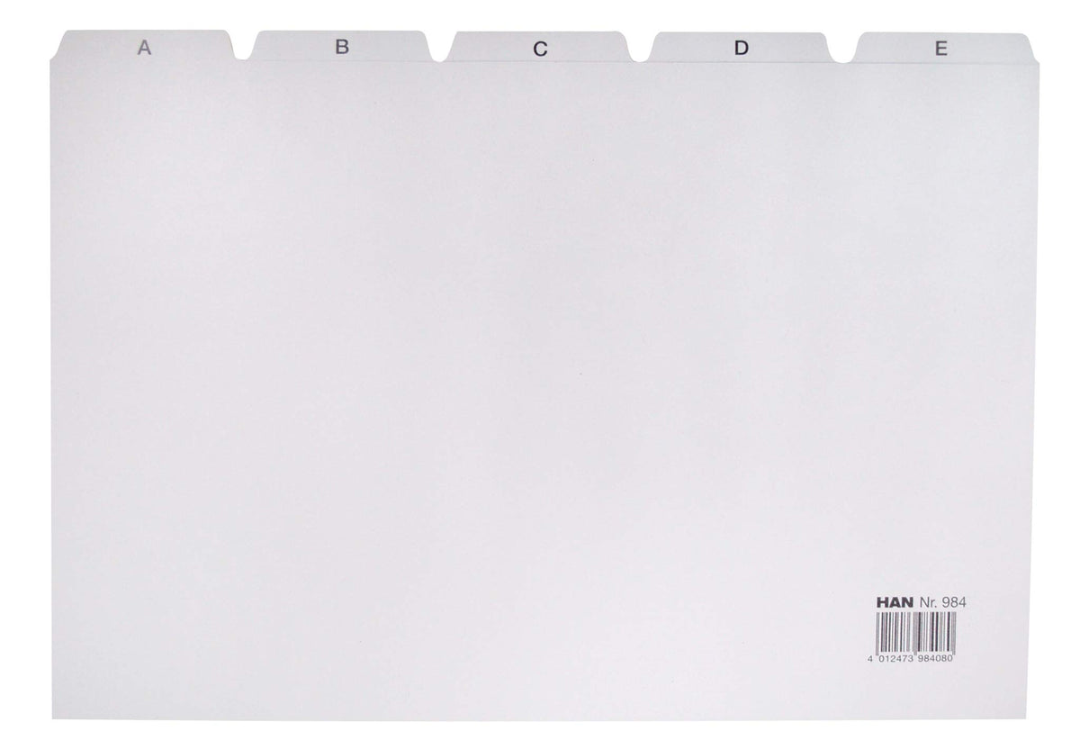 HAN 984, Tab A - Z, A4 landscape, 25 pcs. Guide cards for card index boxes and trays, grey
