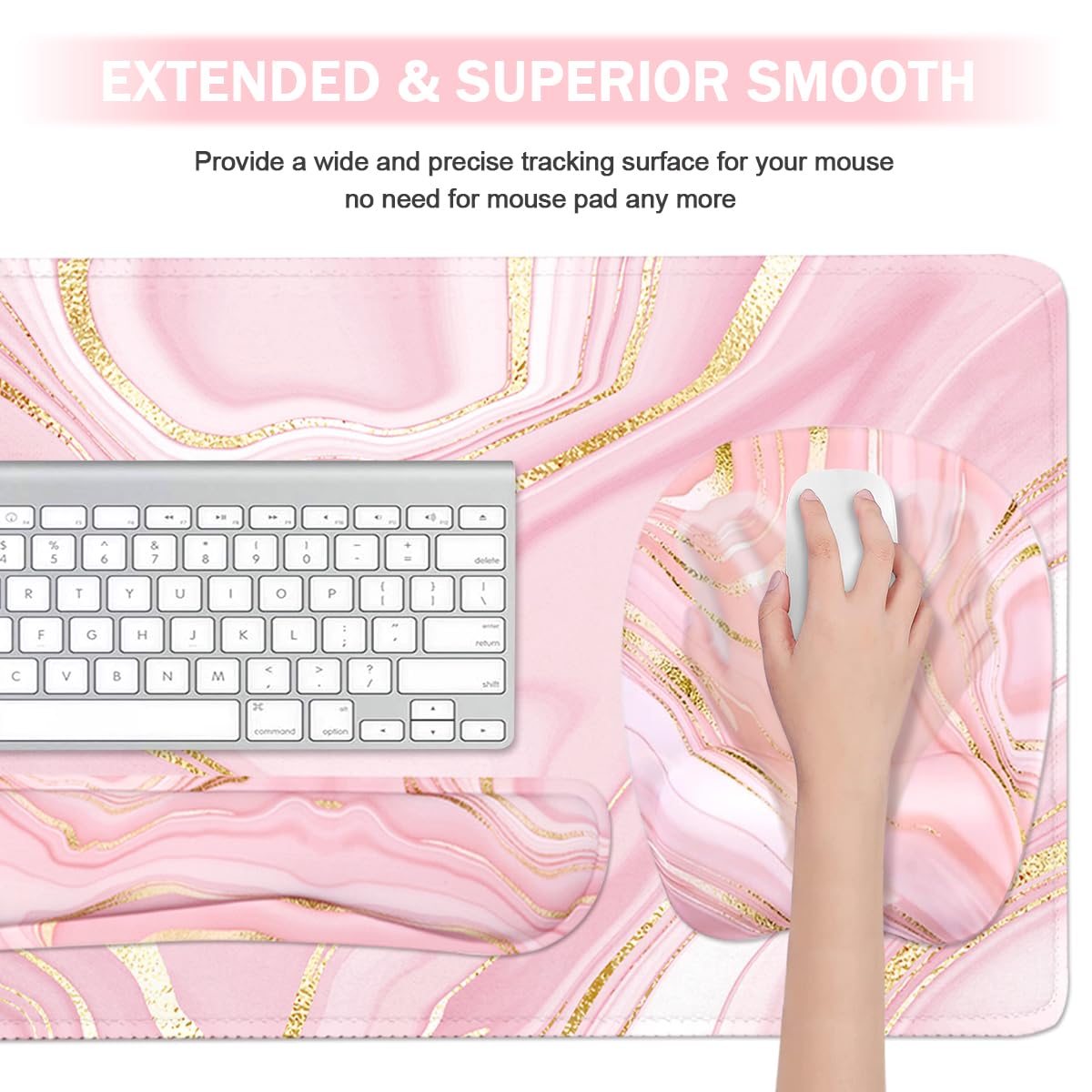 Keyboard Wrist Rest Large Mouse Pad Wrist Support for Computer, 4 in 1 Memory Foam Keyboard Pad