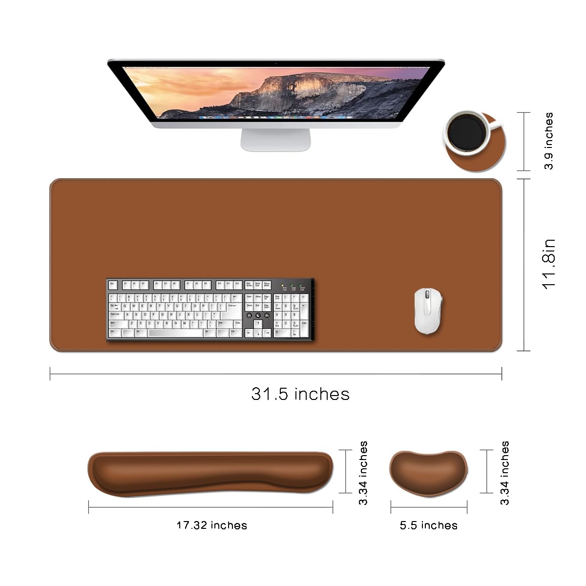 Desk Mat, Large Gaming Mouse Pad with Wrist Rest, 4 in1 XXL Mouse pad+Keyboard Wrist Rest+Mouse Pad
