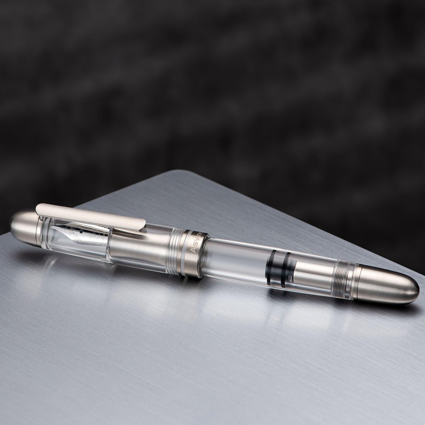 Asvine P36 Titanium Fountain Pen Piston Filling, Extra Fine Nib Clear Transparent Acrylic Smooth