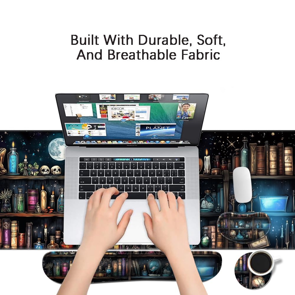 MIBITRI Keyboard Mouse Pad Set, Extended Gaming Mouse Pad+Ergonomics Keyboard Wrist Rest Support