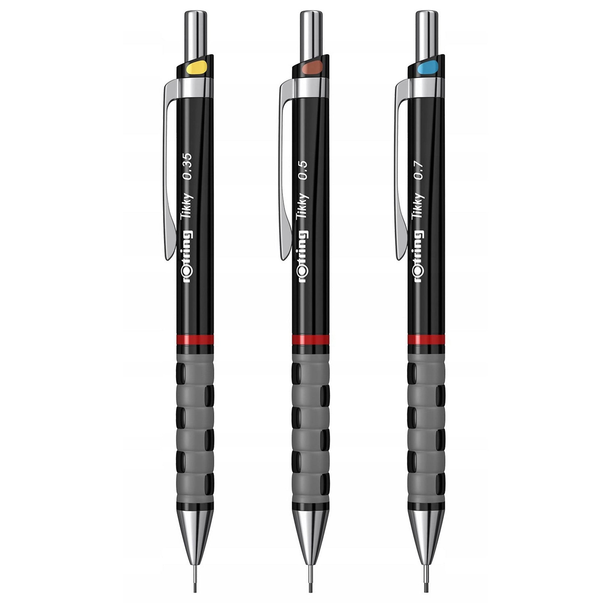 rOtring S0801310 Tikky Mechanical Pencil, Black Barrel, 3-Piece Set