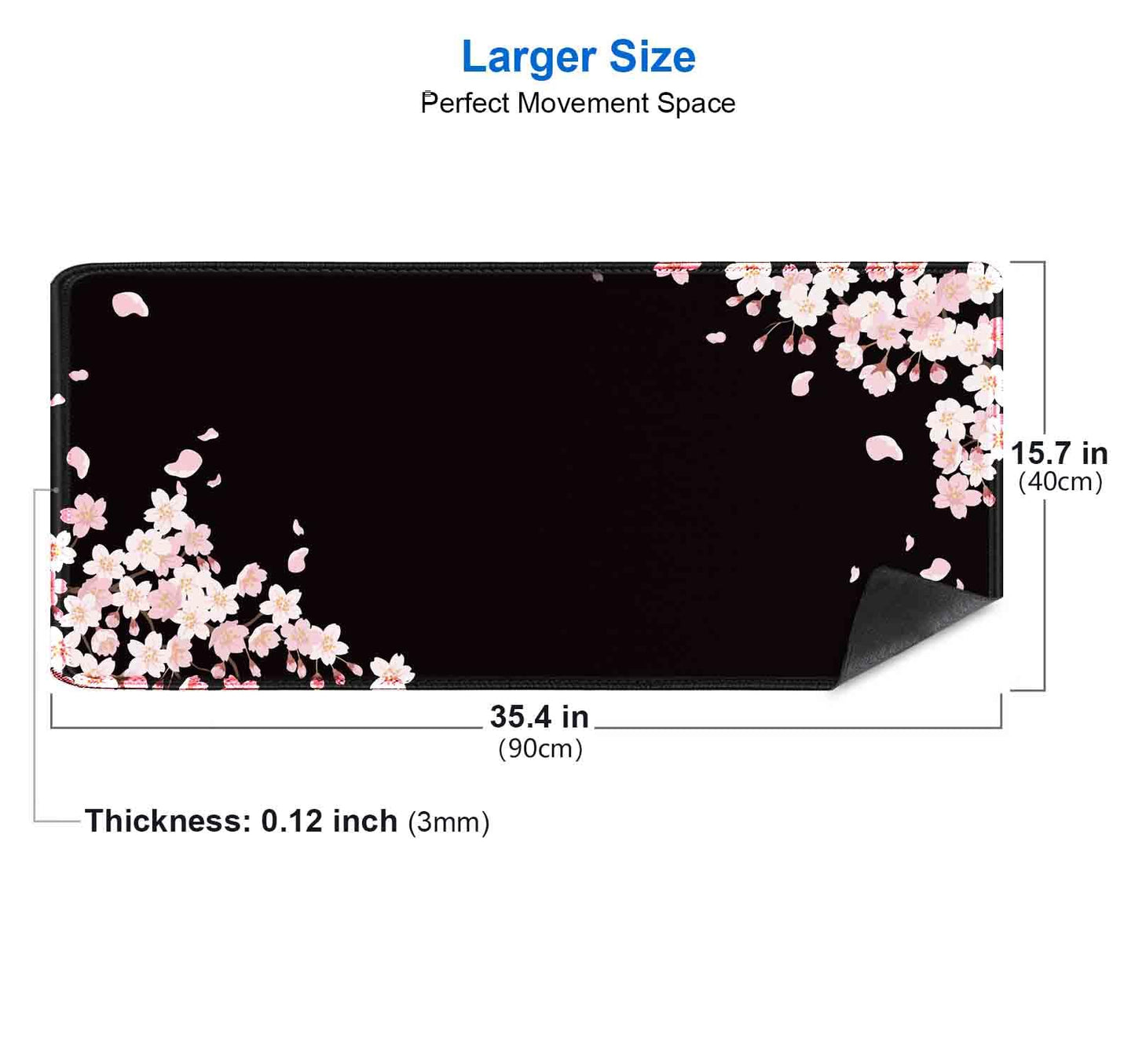 IMAYONDIA Ethereal Sakura Nightfall Desk Pad (35.4x15.7 in), Cherry Blossom Large Gaming Mouse Pad