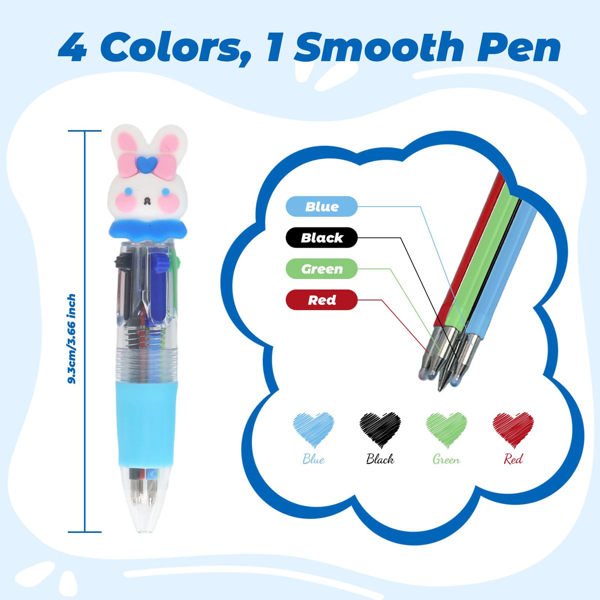 Zhirlyn Cute Pens Mini Multicolor Pen in One 4-in-1 Kawaii Funs Pen Bulk Cool Ballpoint Pen for
