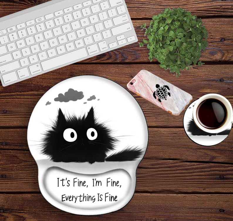 I am Fine Mouse Pad with Wrist Support Gel Mousepad Wrist Rest Ergonomic Mouse Mat Gaming Cushion