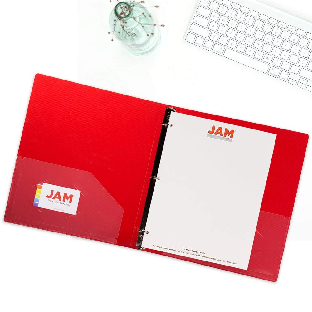 JAM PAPER Plastic 0.75 inch Binders - Assorted 3 Ring Binders (Red, Blue, Green & Orange) - 4/Pack
