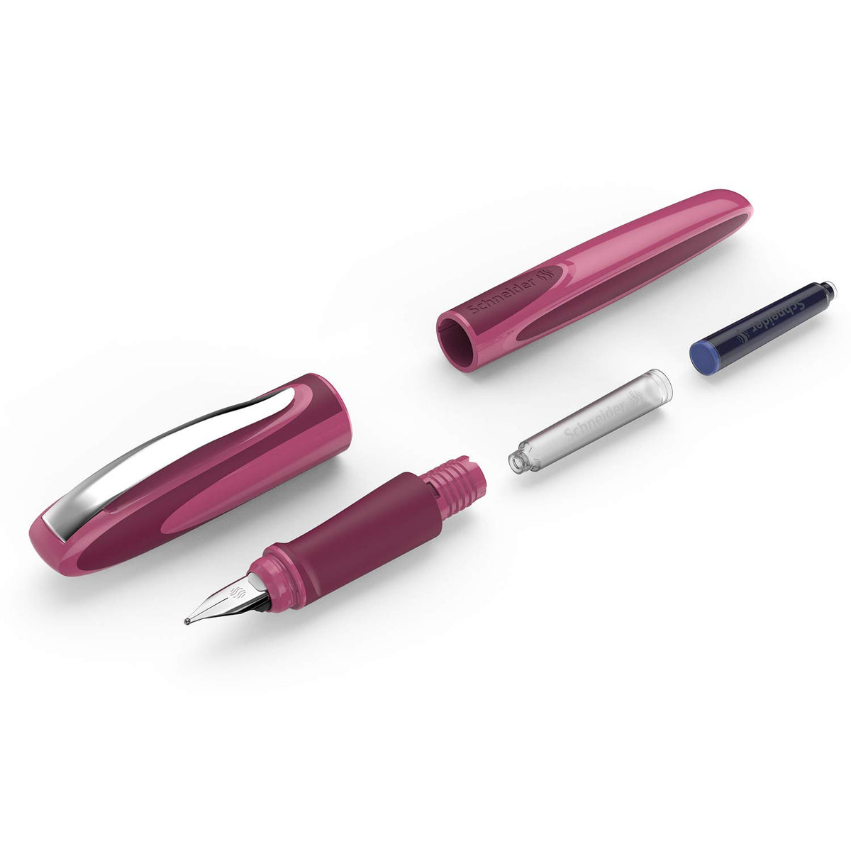 Schneider Ray fountain pen (right-handed, incl. Standard ink cartridge royal blue) boysenberry