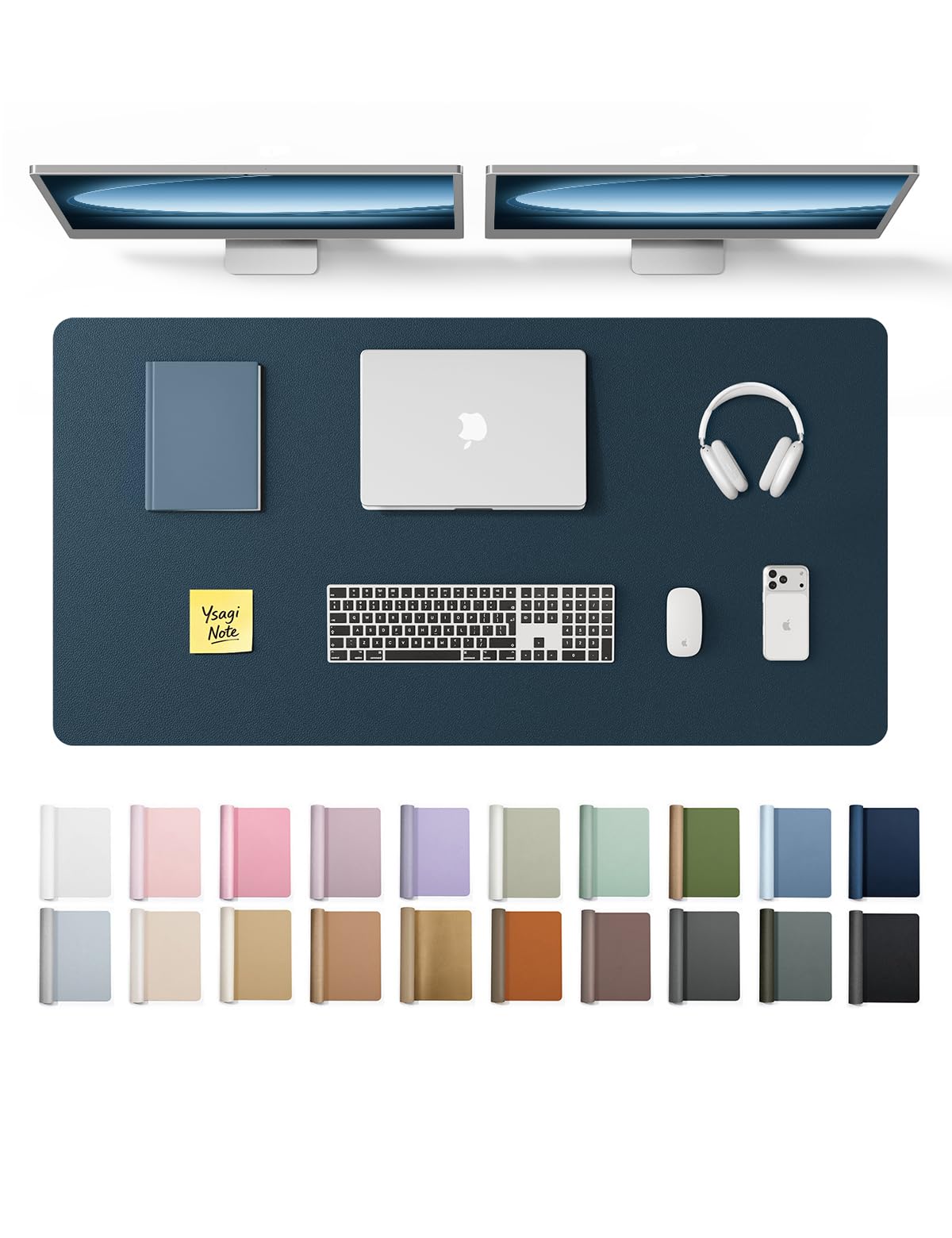YSAGi Leather Desk Protector, Office Mat, Large Mouse Mat, Non-Slip PU Leather Blotter, Laptop Pad