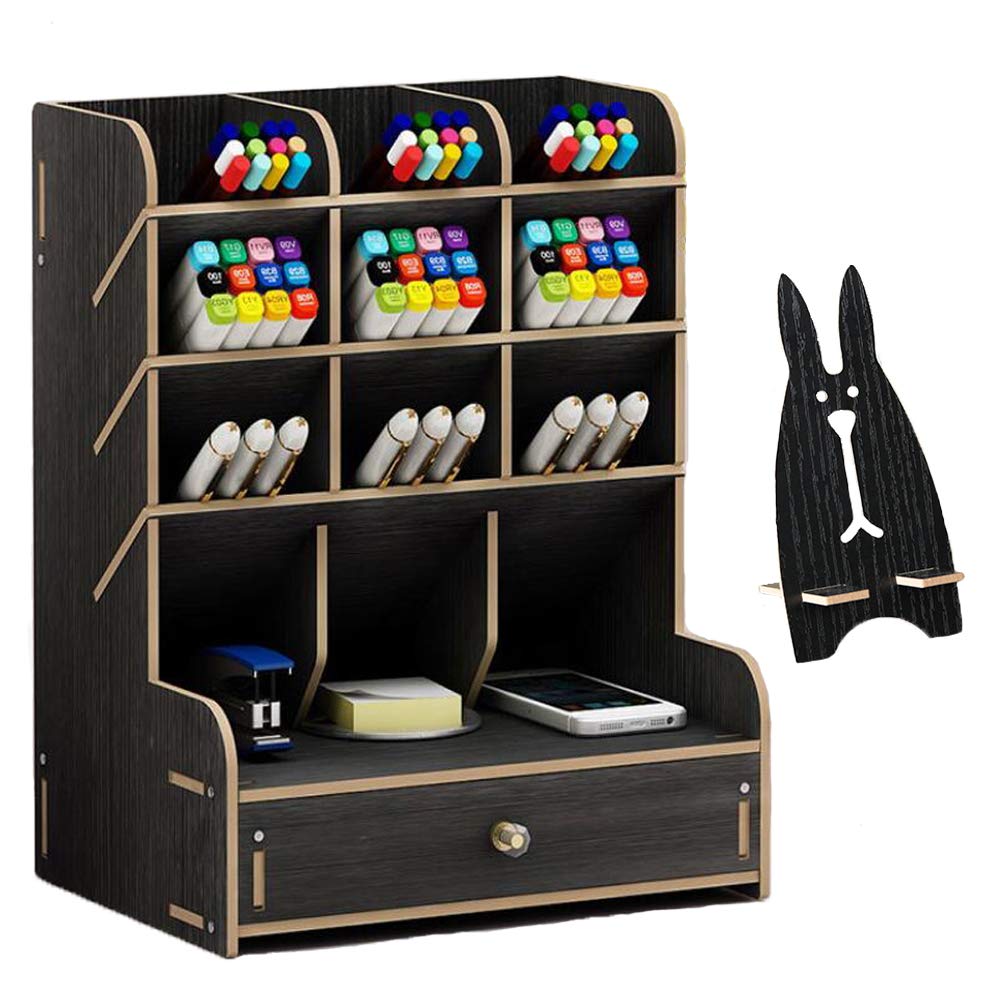 Marbrasse Wooden Desk Organizer, Multi-Functional DIY Pen Holder, Organizer for desk, Desktop