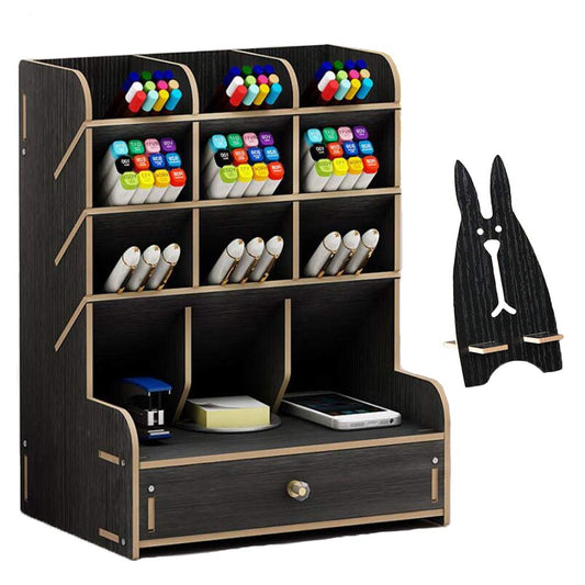 Marbrasse Wooden Desk Organizer, Multi-Functional DIY Pen Holder, Organizer for desk, Desktop