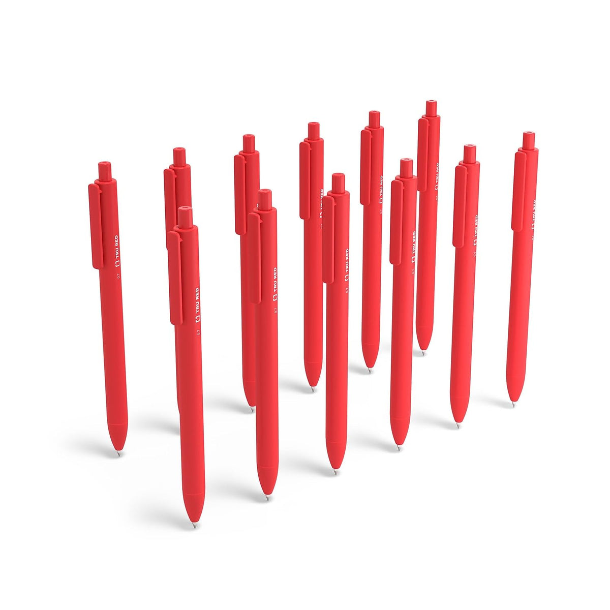 TRU RED Retractable Gel Pens, Medium 0.7mm, Red Ink, 24-Pack