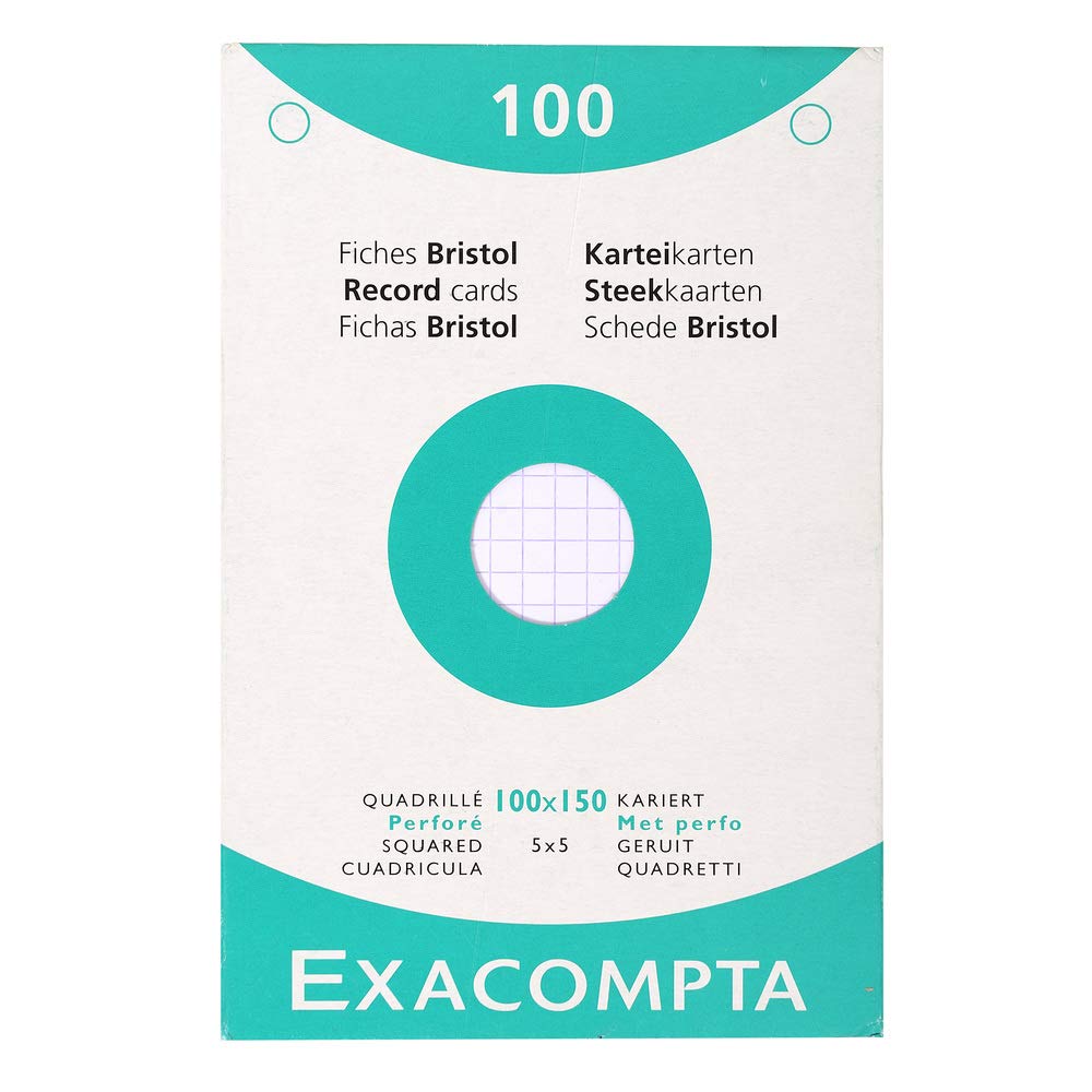 Exacompta - Ref 13602E - Bristol Squared Punched Board for Printing (Pack of 100) - 100 x 150mm in