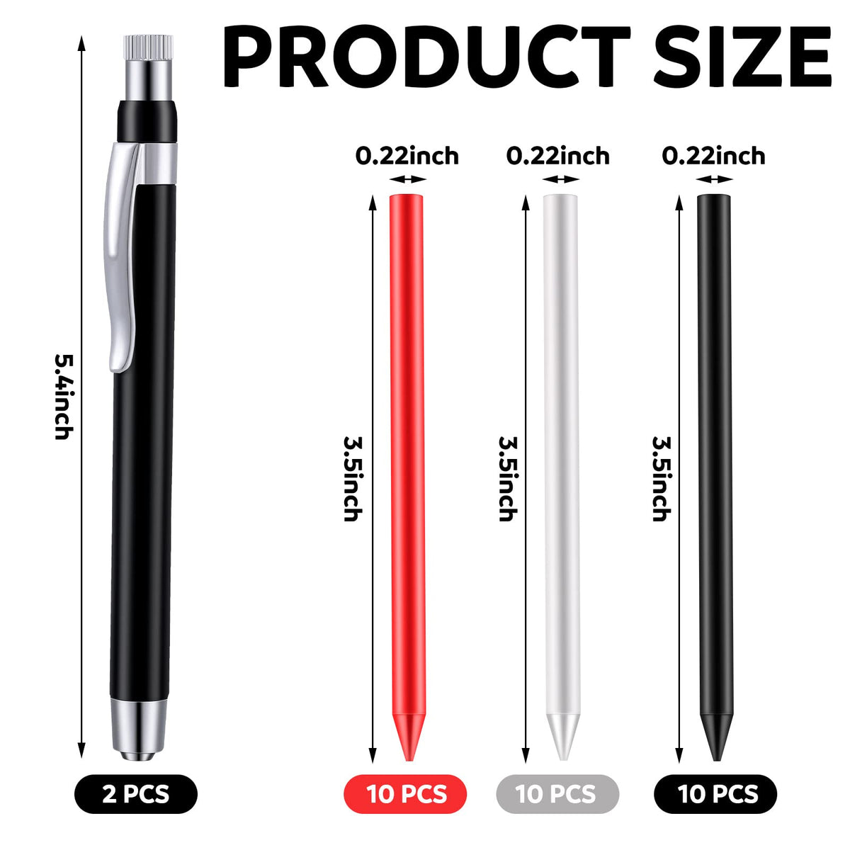 Lincia 5.6 mm Diameter Mechanical Pencil Artist Carpenter Drafting Pencils Metal Marker with Built