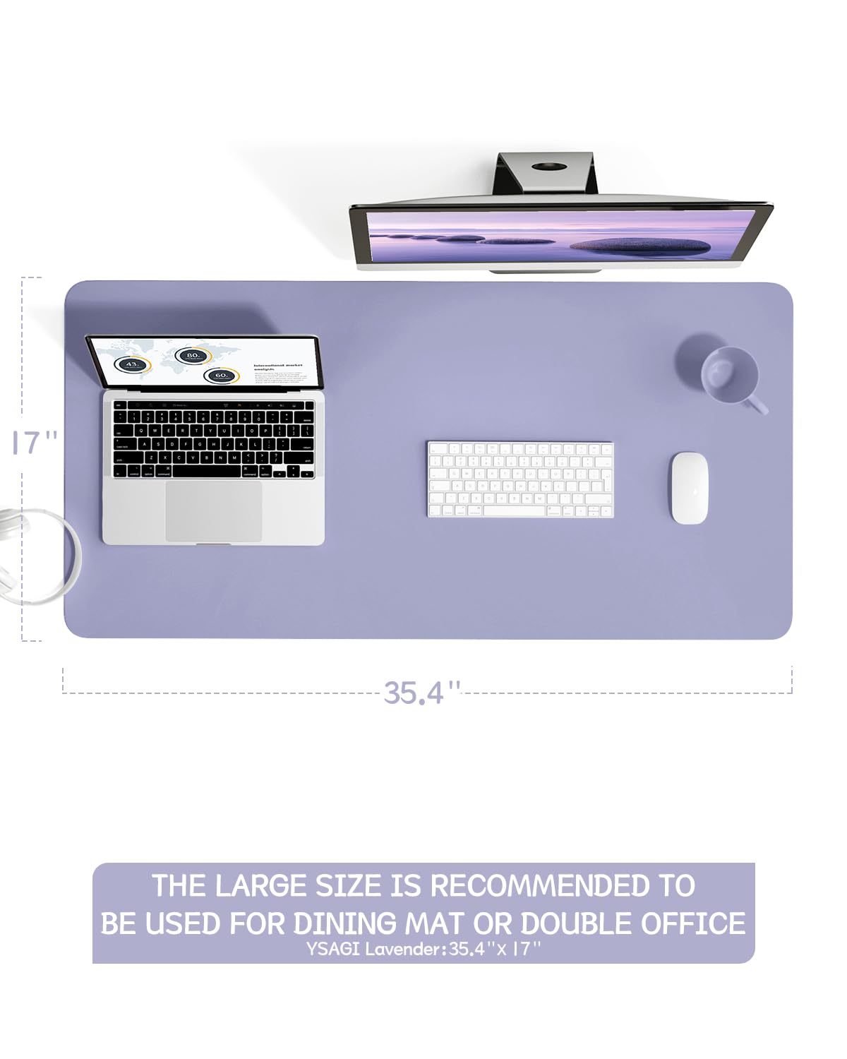 YSAGi Non-Slip Leather Desk Pad L Size, Waterproof Laptop Computer Desk Keyboard Mat, Table